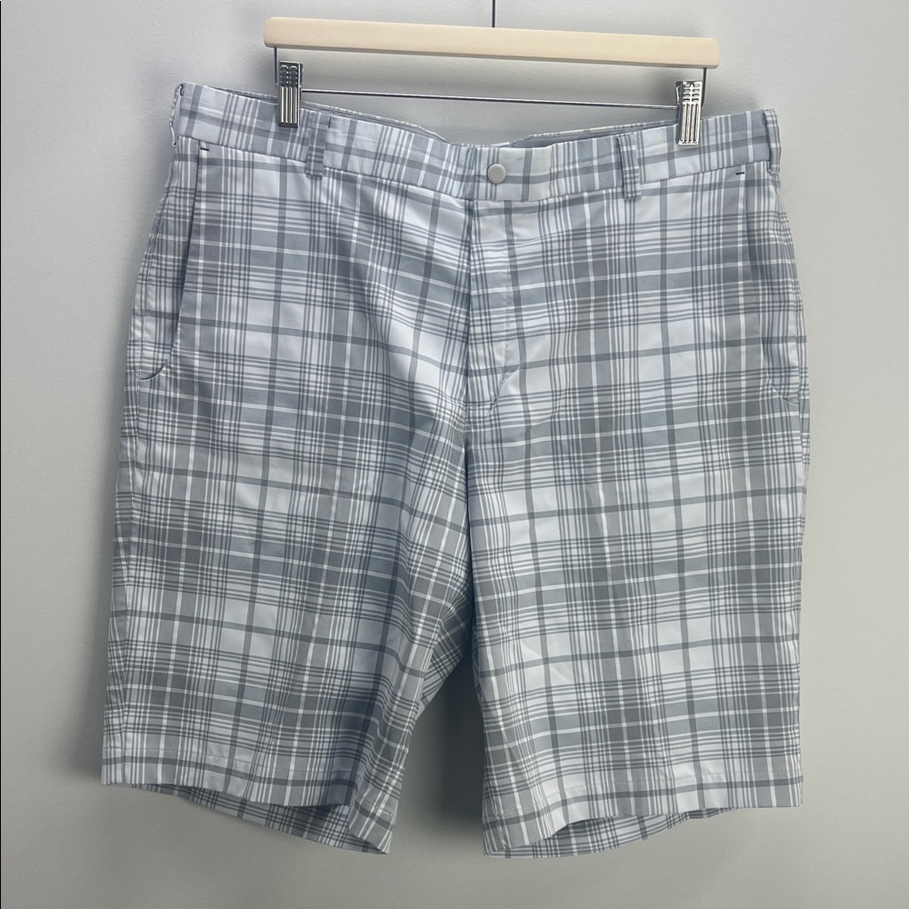 Nike Golf Shorts Tour Performance Dri Fit Gray Plaid Mens Size 38 Preppy